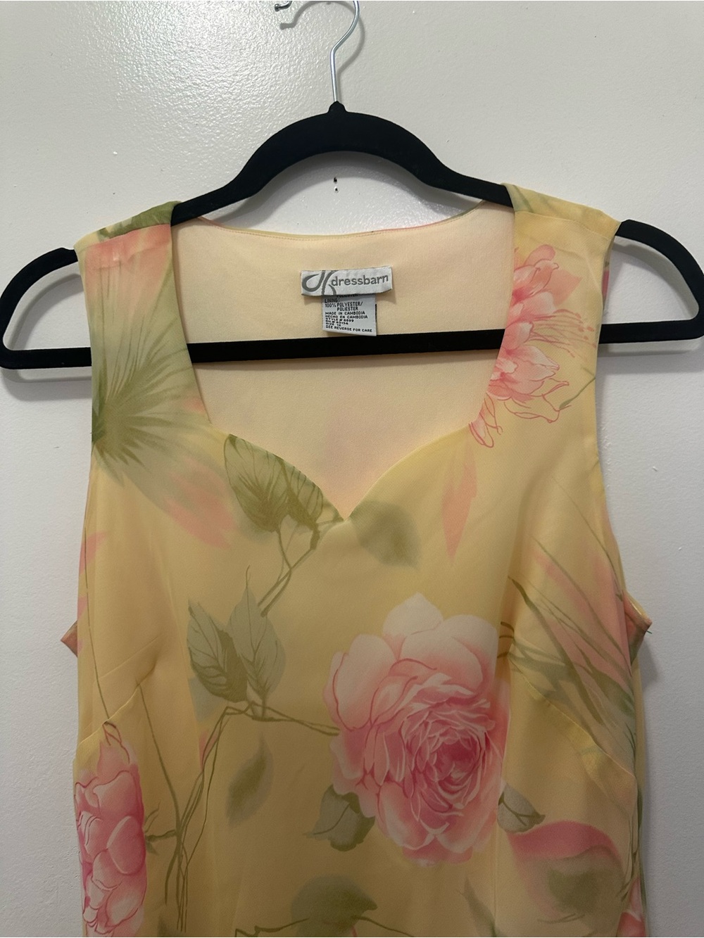 Dress Barn Butter Yellow Y2K Vintage Floral Maxi Dress Sz 12 Dainty Semiformal - Picture 8 of 9